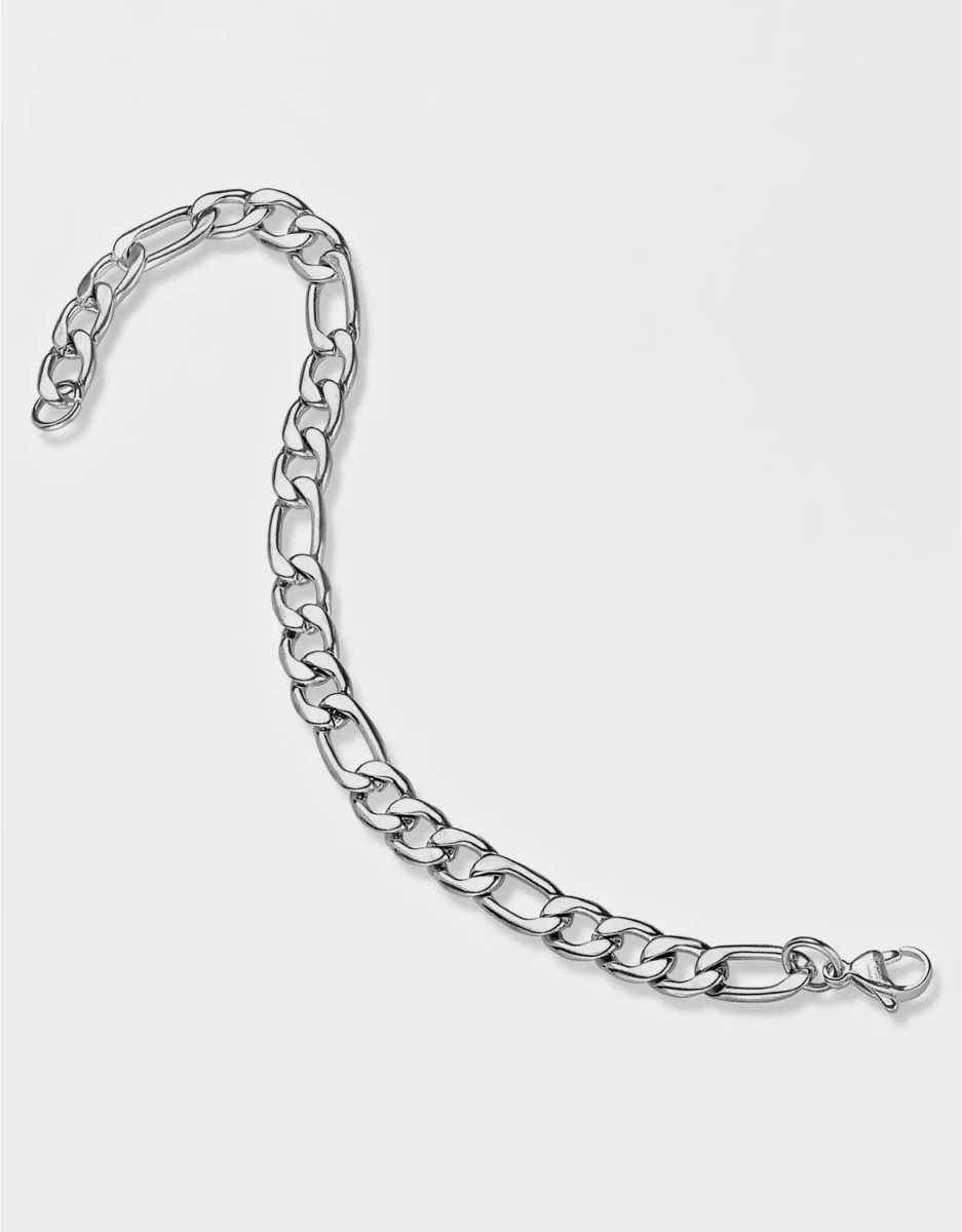 Bijoux American Eagle Stainless Steel 8mm Figaro Chain Bracelet Argent Homme | UZN-26439676